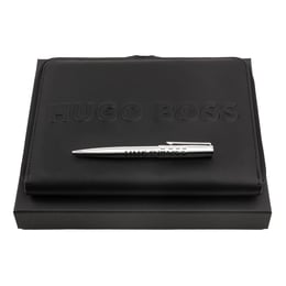 Hugo Boss Комплект химикалка и конферентна папка Lable, A5, хром