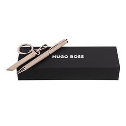 Hugo Boss Комплект химикалка и ключодържател Triga, бледобежови