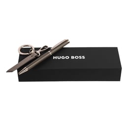 Hugo Boss Комплект химикалка и ключодържател Triga, сиви