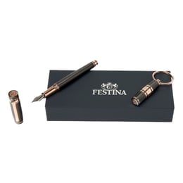 Festina Комплект писалка и ключодържател Bold Stripe, розово злато