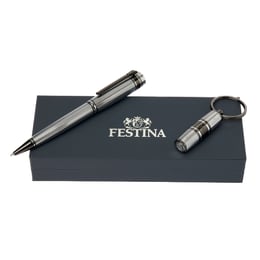 Festina Комплект химикалка и ключодържател Bold Stripe, хром