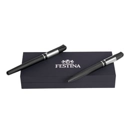 Festina Комплект химикалка и ролер Classicals Black, в кутия, сребристи