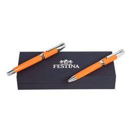 Festina Комплект писалка и химикалка Classicals Chrome, оранжеви