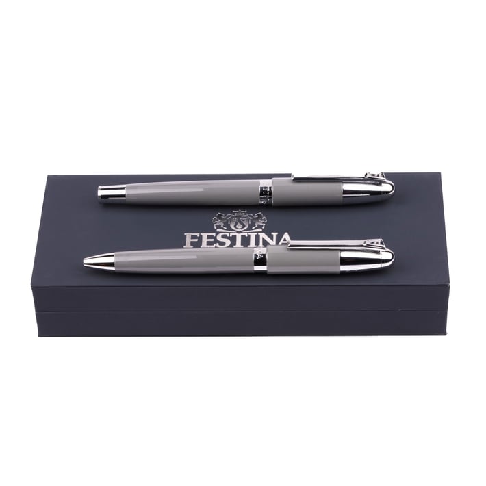 Festina Комплект писалка и химикалка Classicals Chrome, в кутия, сиви