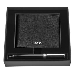 Hugo Boss Комплект портфейл и химикалка Classic Grained, черни