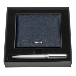 Hugo Boss Комплект портфейл и химикалка Classic Grained, тъмносини