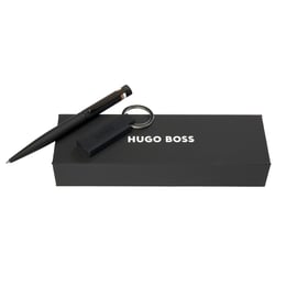 Hugo Boss Комплект ключодържател и химикалка Edge Iconic, черни