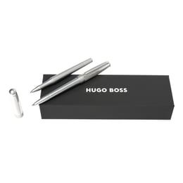 Hugo Boss Комплект ролер и химикалка Essential Metal, сребристи