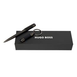 Hugo Boss Комплект ключодържател и химикалка Rive, хром