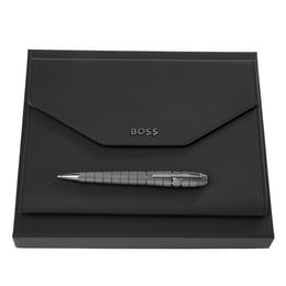 Hugo Boss Комплект химикалка Quantum и папка Rive, A5, хром