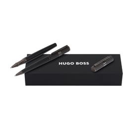 Hugo Boss Комплект химикалка и ролер Beam, в кутия, черни