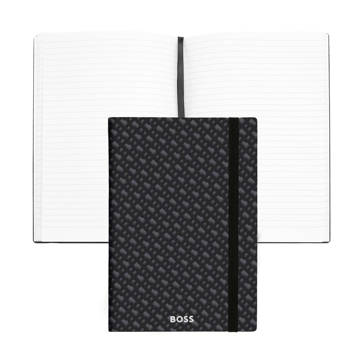 Hugo Boss Тефтер Monogram, A5, на редове, сив