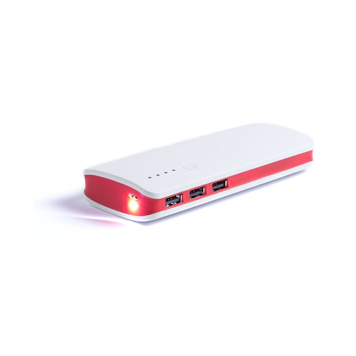 Cool Мобилна батерия Kaprin, с 3 USB порта, 10 000 mAh, бяло и червено