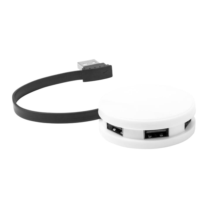 Niyel USB Хъб, с 4 порта, USB 2.0, бял с черен кабел