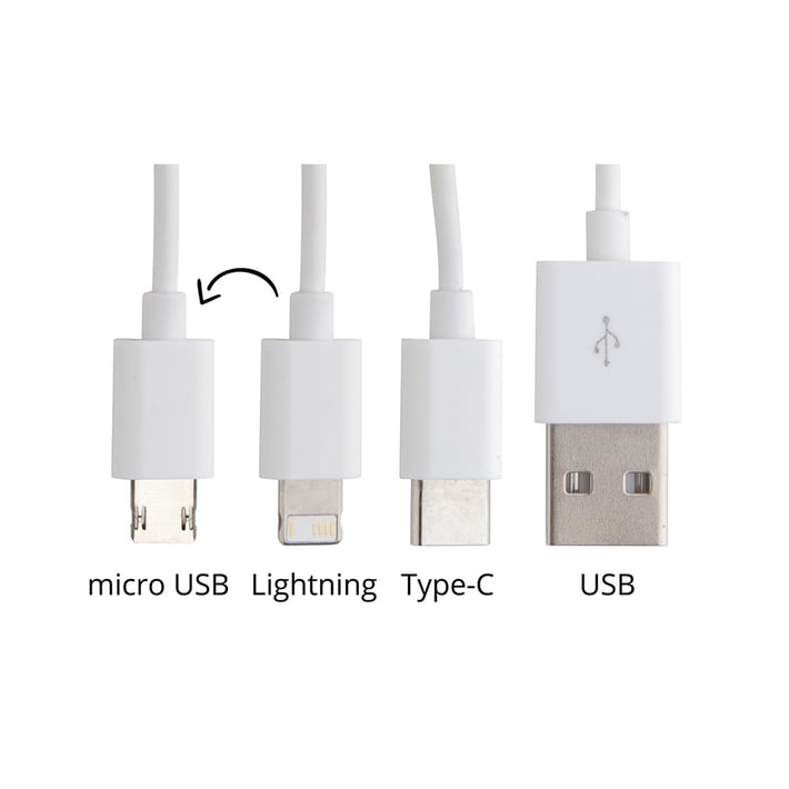 Zaref Кабел 3 в 1 USB, Lightning, micro USB и USB type C, сребрист