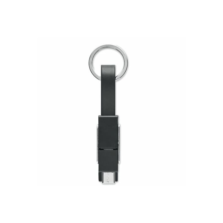 More Than Gifts Ключодържател с кабел Key C, 4 в 1, Type C, Type A, Micro USB, черен