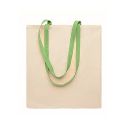 More Than Gifts Торба Zevra, памучна, 140 g/m2, натурална, със зелени дръжки
