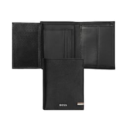 Hugo Boss Портфейл Iconic, вертикален, с капак, черен