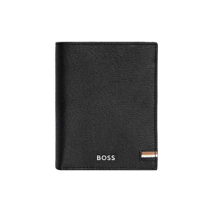 Hugo Boss Портфейл Iconic, вертикален, с капак, черен
