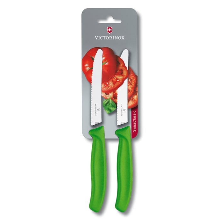 Victorinox Комплект ножове, за домати и колбаси, зелени, 2 броя