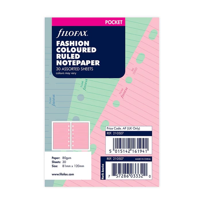 Filofax Пълнител за органайзер Fashion Pocket, на редове, цветен