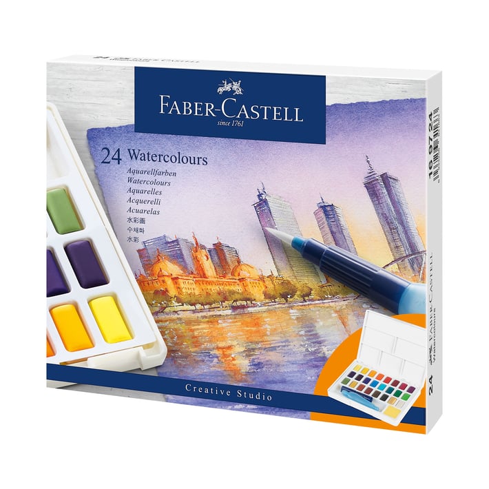Faber-Castell Акварелни бои, в кутия - палитра, 24 цвята