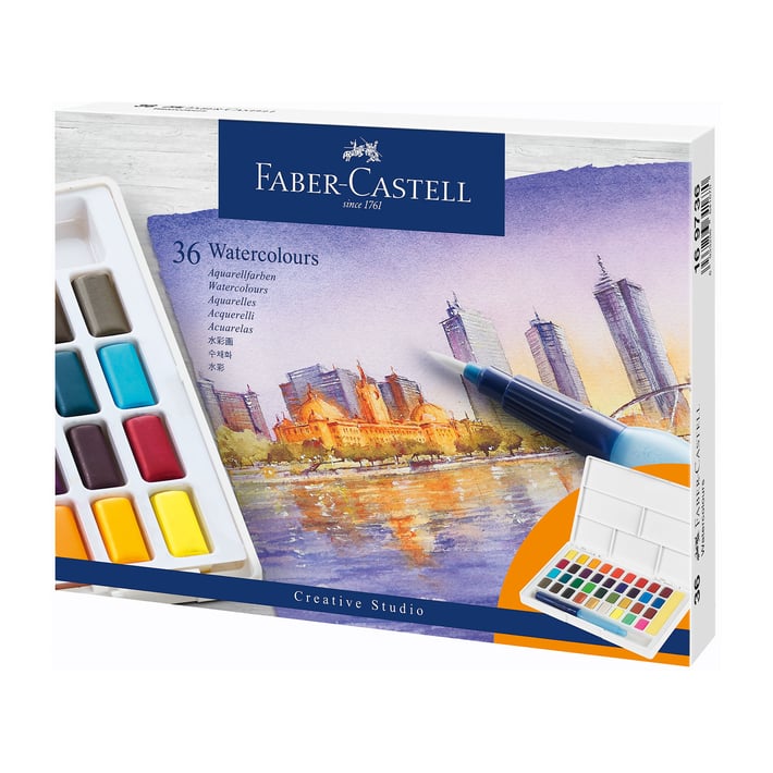 Faber-Castell Акварелни бои, в кутия - палитра, 36 цвята