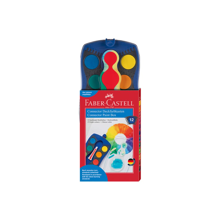Faber-Castell Акварелни бои Connector, 12 цвята, синя палитра