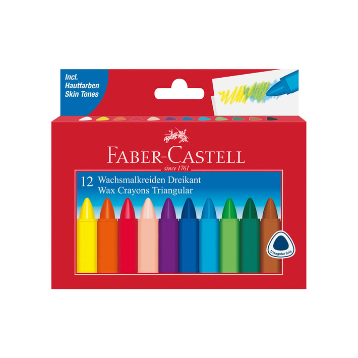Faber-Castell Восъчни пастели Triangular, 12 цвята