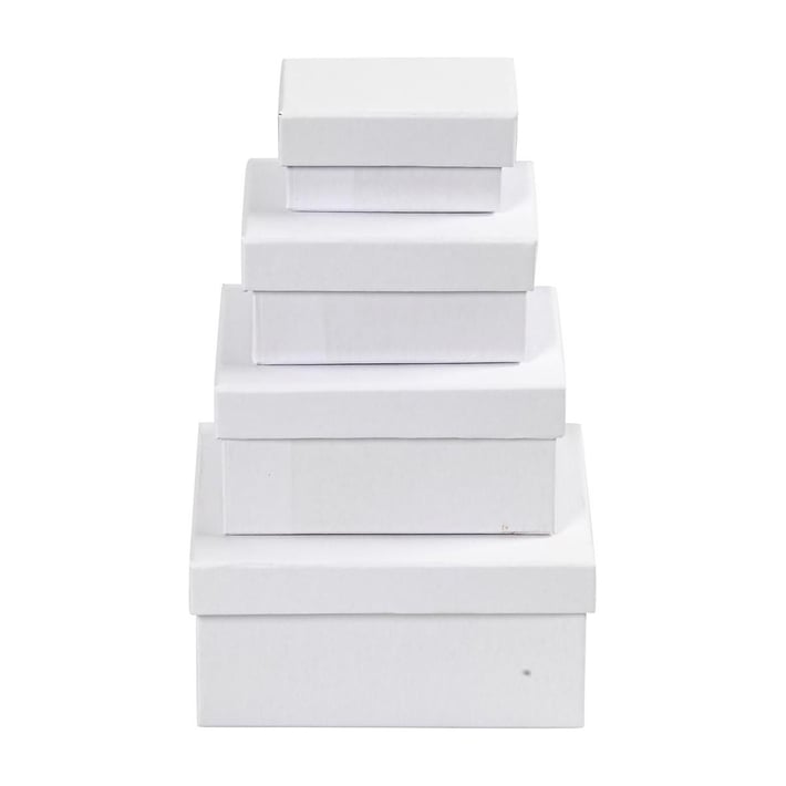 Creativ Company Картонени кутии, правоъгълни, бели, 4 броя