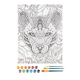 Grafix Платно за оцветяване по номера Тигър, с 12 бои