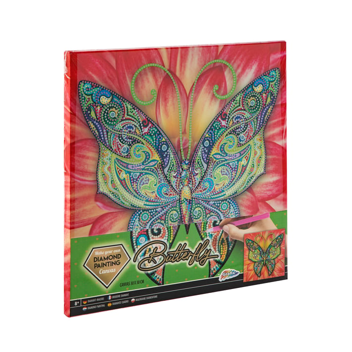 Grafix Платно за рисуване Пеперуда, с мъниста, 30 х 30 cm