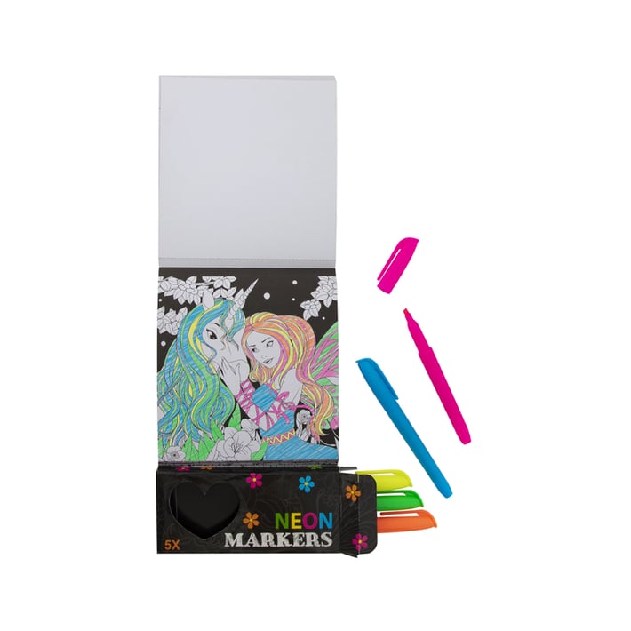 Grafix Книжка за оцветяване Еднорог, неон, с 5 маркера, 40 листа