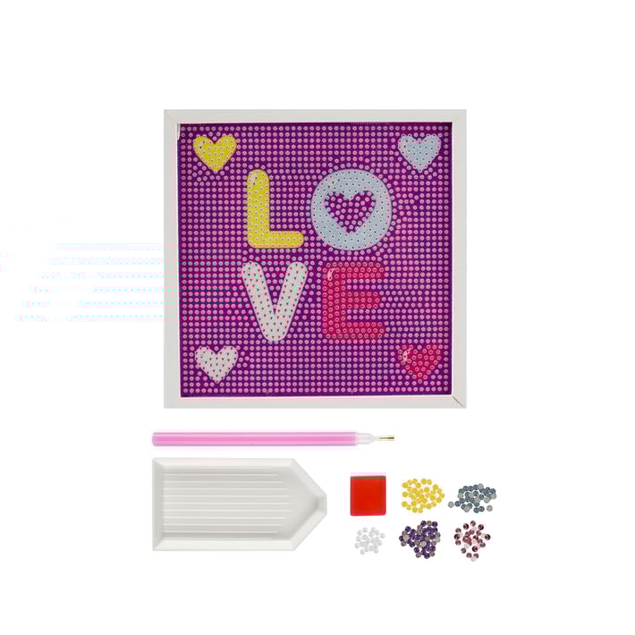 Moxy Рисуване с мъниста Love, с включена рамка, 15 х 15 cm