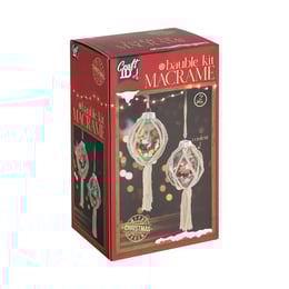 Craft ID Комплект за декорация - коледна топка с макраме и конфети, 2 броя