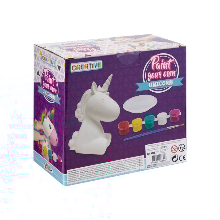 Moxy Еднорог за рисуване, 13 cm, с 5 цветни бои и четка