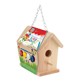 Grafix Къщичка за птици, мини, дървена, с включена четка и 4 бои