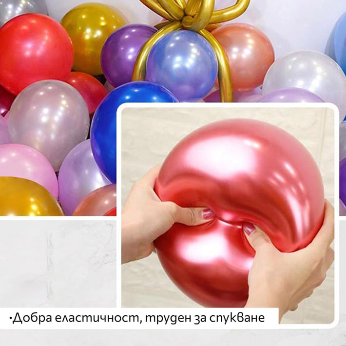 Foska Балони, латексови, перлени цветове, 12'', 100 броя