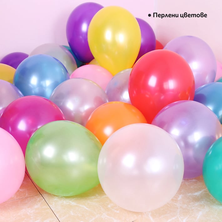 Foska Балони, латексови, перлени цветове, 12'', 100 броя