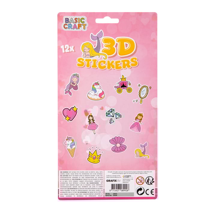 Moxy 3D Стикери с брокат, 12 броя, розови