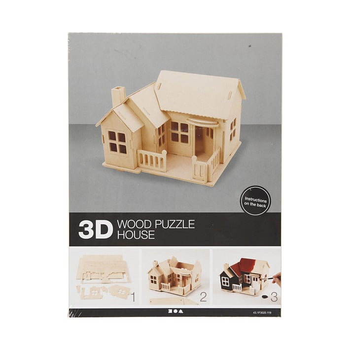 Creativ Company 3D Къща, за сглобяване и декорация с тераса, 19 х 17.5 х 15 cm