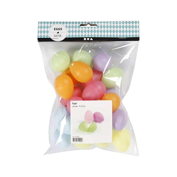 Creativ Company Яйца за декорация, пластмасови, в пастелни цветове, 24 броя