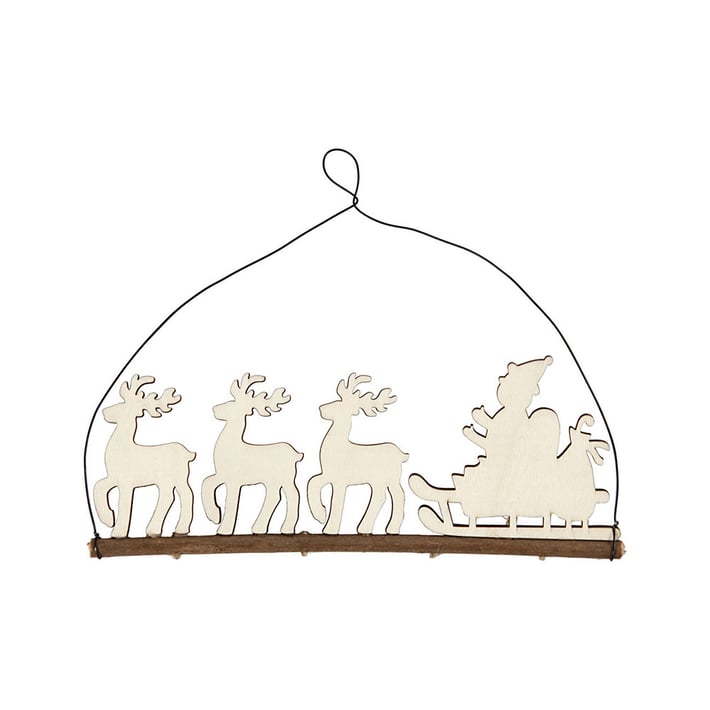 Creativ Company Коледна декорация Дядо Коледа, с шейна, дървена, 22 cm