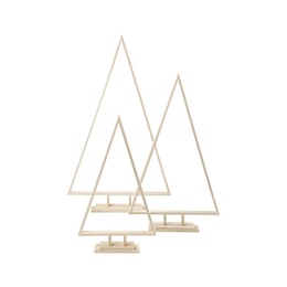 Creativ Company Елхи за декорация, дървени, триъгълни, различни размери, 3 броя