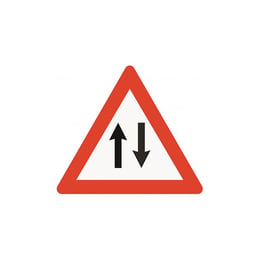 Пътен знак A30 - Двупосочно движение, със стойка