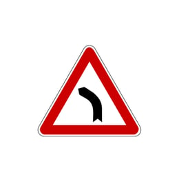 Пътен знак A2 - Опасен завой наляво, със стойка