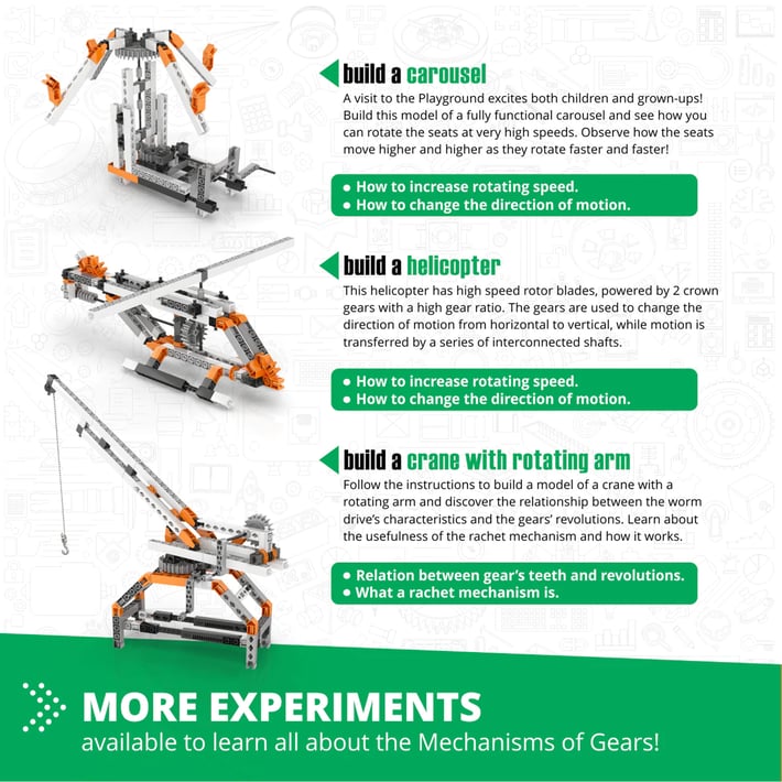 Engino Конструктор STEM Mechanics - Зъбни колела и валове