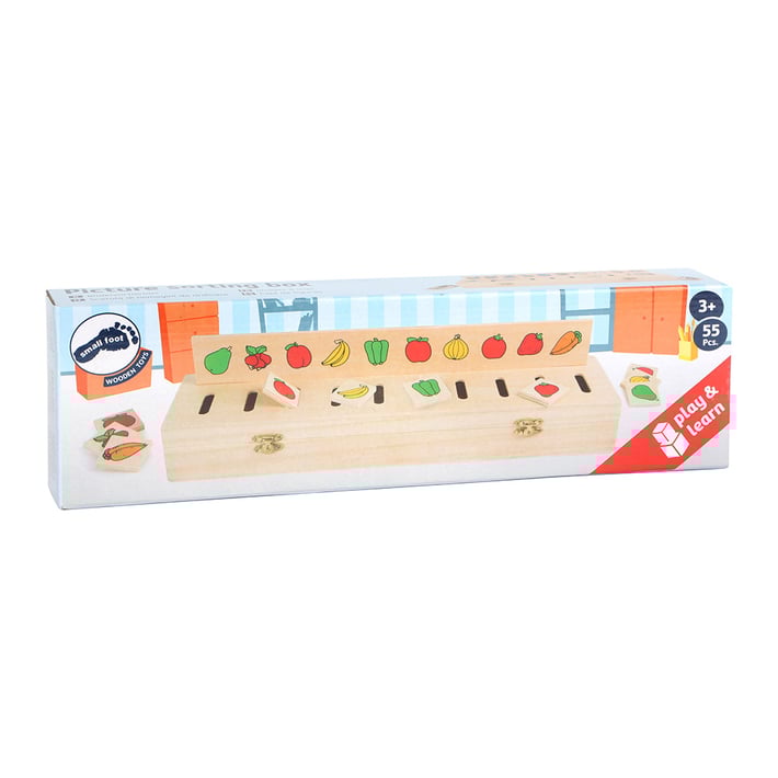 Small Foot Кутия за сортиране, дървена, 55 части