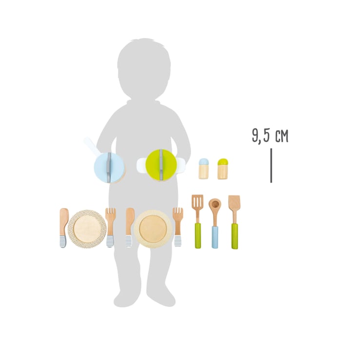 Small Foot Комплект съдове и прибори за готвене, детски, дървени, 13 части