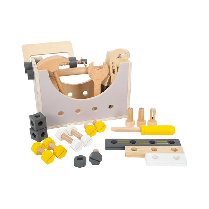 Small Foot Кутия с инструменти и мини работна маса 2 в 1, дървена